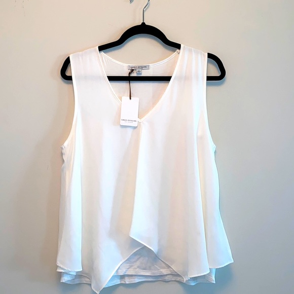 Green Envelope Tops - Green Envelope Flowy White Blouse